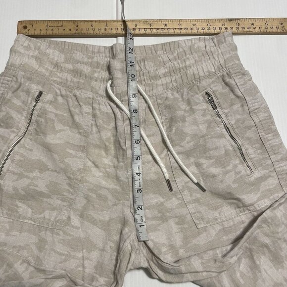 Athleta Cabo Tide Linen Jogger Pants Sz 6 Camo Crop Ankle Pull On Pockets - Picture 8 of 15